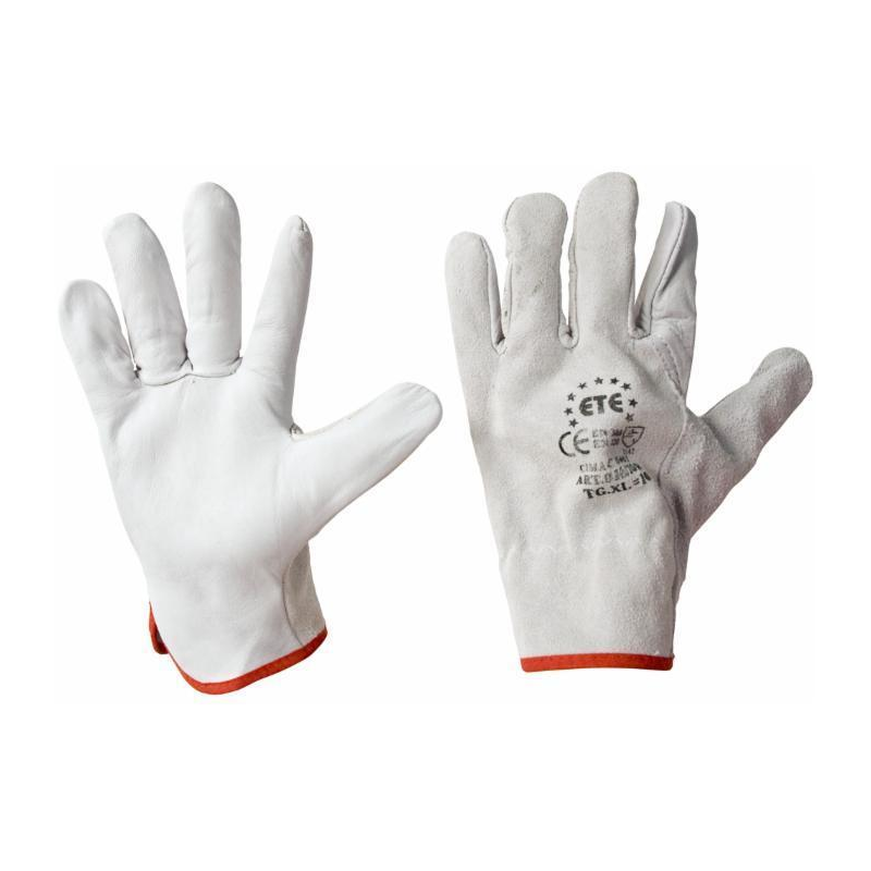 GUANTO IN PELLE FIORE ORLATO, CON POLSO ELASTICIZZATO TG L (9)