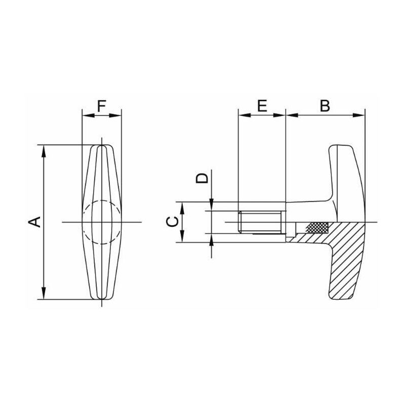 IMPUGNATURA A "T" CON VITE M8