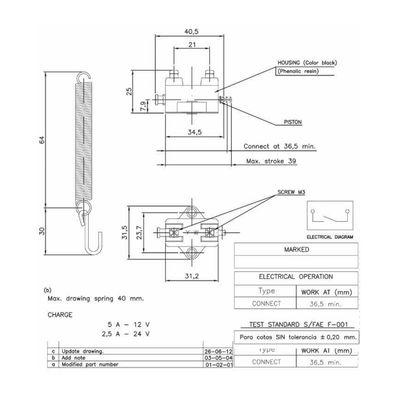 Interruttore luci di arresto a molla
