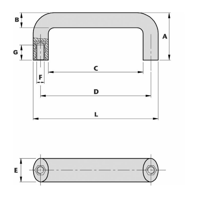 MANIGLIA CON BOCCOLA M6