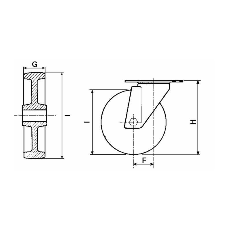 RUOTA NYLON Ø 100MM CON SUPPORTO FISSO