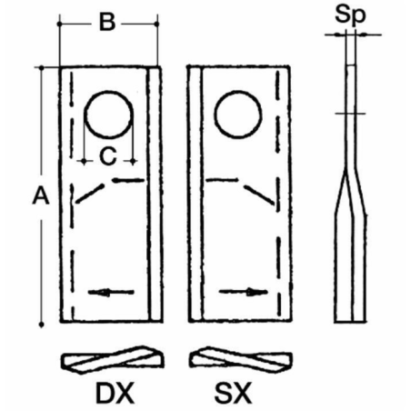 COLTELLO PIEGATO 94X48X3 DX