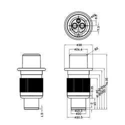 Spina 3 poli 12-24V in plastica