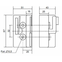 SERRATURA UNIVERSALE CABINE CON COPERTURA IN PLASTICA NERA DX
