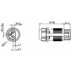 Spina 3 poli 12-24V in plastica