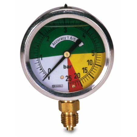 MANOMETRO ISOMETRICO IN INOX Ø 63MM, SCALA 0-5/25 BAR, ATTACCO RADIALE G 1/4"