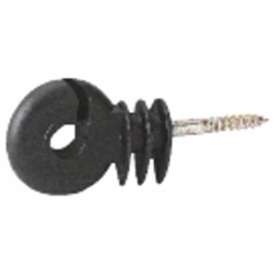 ISOLATORE NERO AD ANELLO CON VITE PER LEGNO Ø 6MM