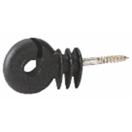 ISOLATORE NERO AD ANELLO CON VITE PER LEGNO Ø 6MM