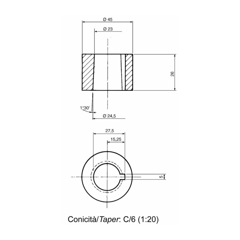 VOLANTE DIAMETRO 360 C6 CON POMELLO