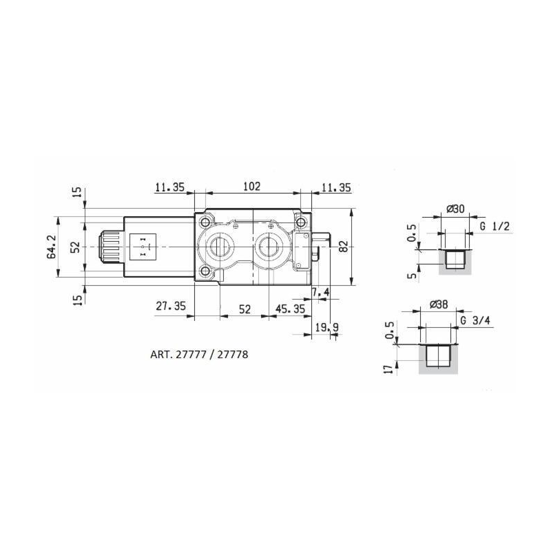 DEVIATORE ELETTRICO A 6 VIE DA 1/2" 12VDC