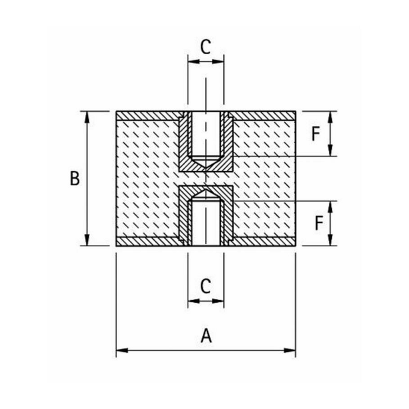ANTIVIBRANTE FEMMINA/FEMMINA 100X55 M16