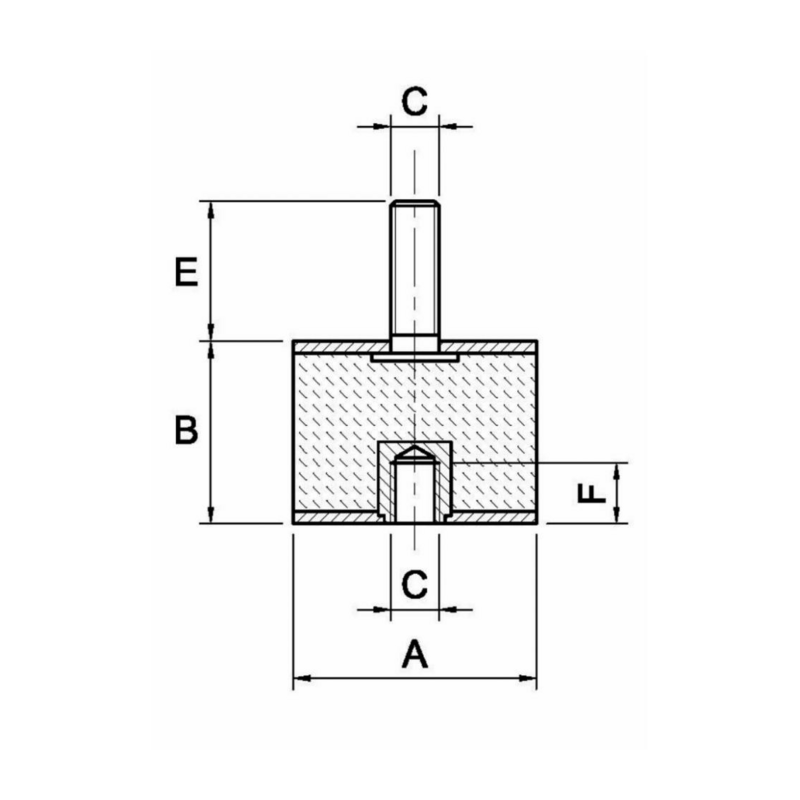 ANTIVIBRANTE MASCHIO/FEMMINA 15x15 M4x14