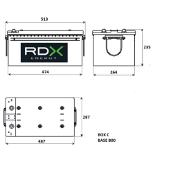 BATTERIA 12V 200AH 1150A 513x287x235 MM
