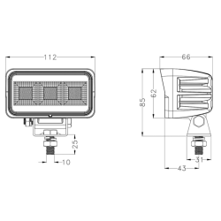 Faro lavoro LED 10-30V DC, 60W, 4620 LM. Fascio di luce ampio, 60 LED