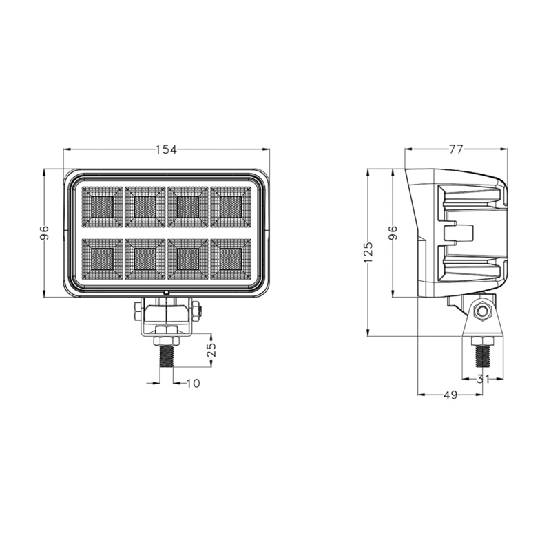 Faro lavoro LED 10-30V DC, 160W, 12800 LM. Fascio di luce ampio, 160 LED