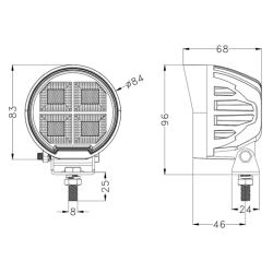 Faro lavoro LED 10-30V DC, 64W, 5120 LM. Fascio di luce ampio, 64 LED