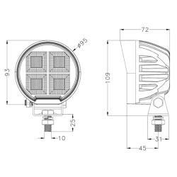 Faro lavoro LED 10-30V DC, 80W, 6400 LM. Fascio di luce ampio, 80 LED