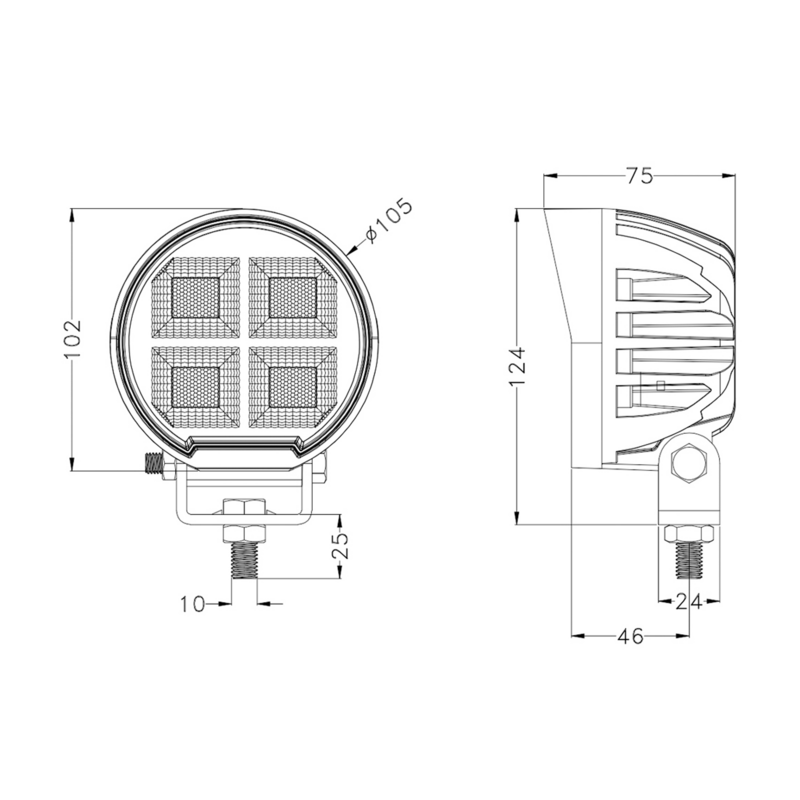 Faro lavoro LED 10-30V DC, 100W, 8000 LM. Fascio di luce ampio, 100 LED