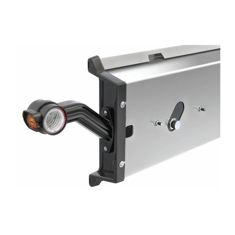 Paraurto fisso  in alluminio 1800 mm con fanali posteriori, luci di ingombro e luce targa 12-24V a LED.