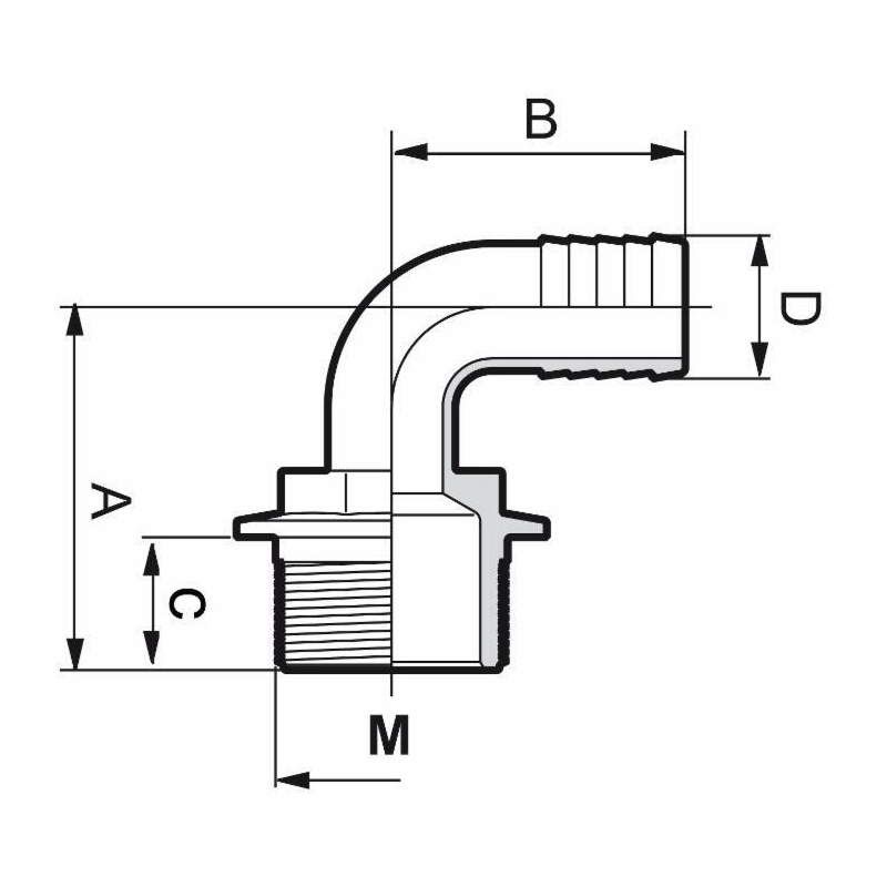 RACC PORTAG CURVO FILETTO M