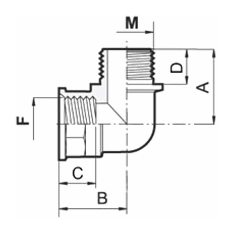 RACC CURVO 90° MASCHIO/FEMMINA