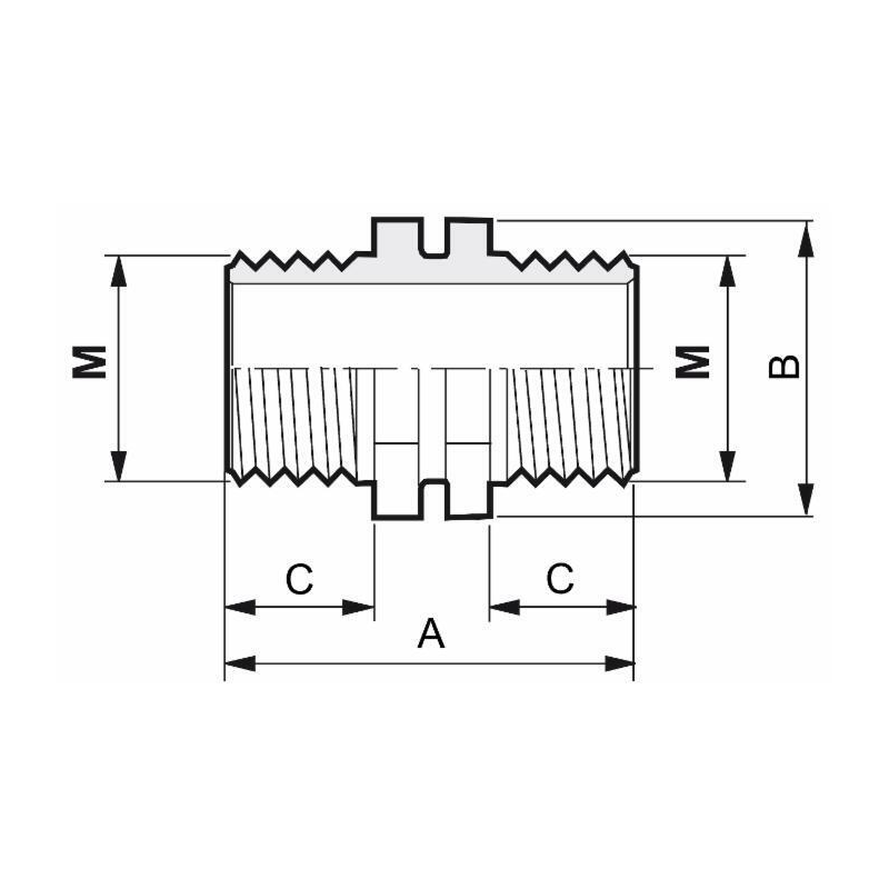 Nipplo simmetrico passaparete