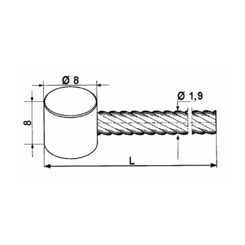 CAVO Ø 1,9MM CON BARILOTTO 8X8MM