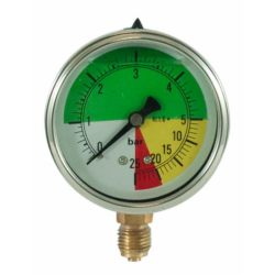 MANOMETRO ISOMETRICO IN INOX Ø 63MM, SCALA 0-20/60 BAR, ATTACCO RADIALE G 1/4"