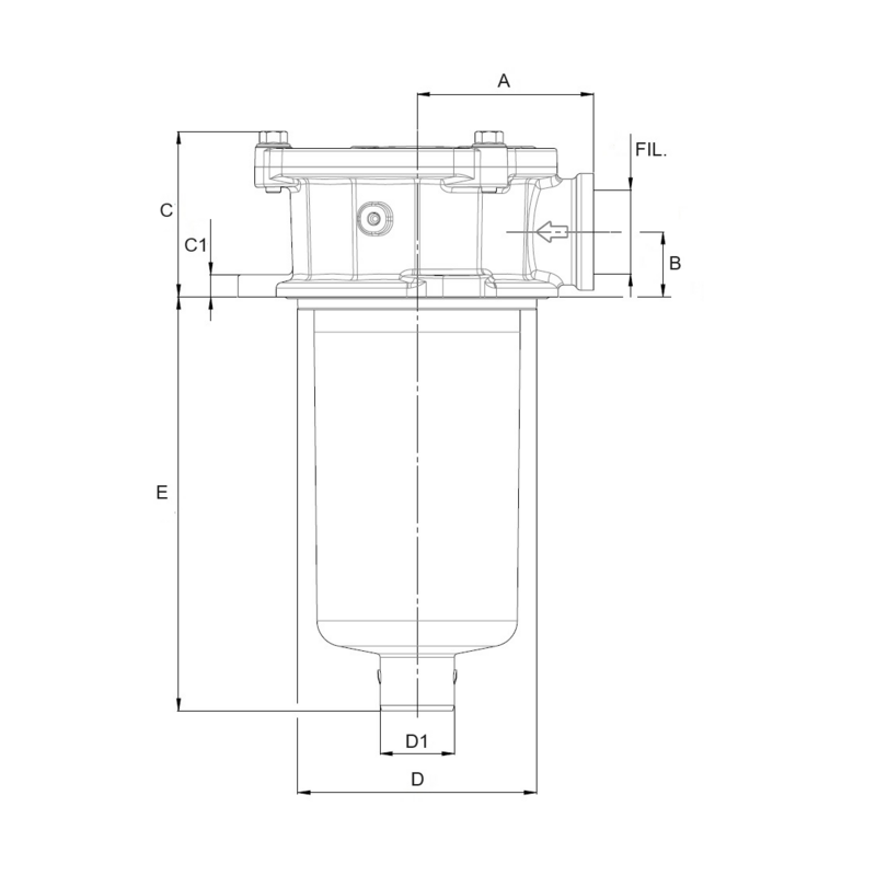 FILTRO SEMI IMMERSO DA 3/4" FILTRAZIONE 30µ LUNGHEZZA 151mm