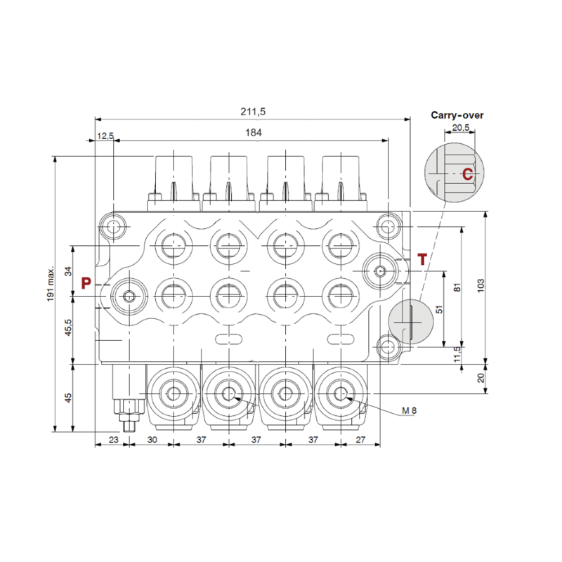 DISTRIBUTORE WALVOIL MODELLO SD5 A 4 LEVE 1ª, 2ª, 3ª DOPPIO EFFETTO 4ª DOPPIO EFFETTO FLOTTANTE 40 LITRI