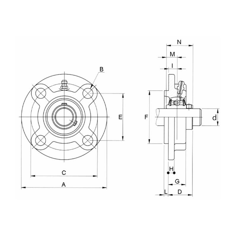 SUPPORTO A FLANGIA TONDA Ø40 UCFC 208