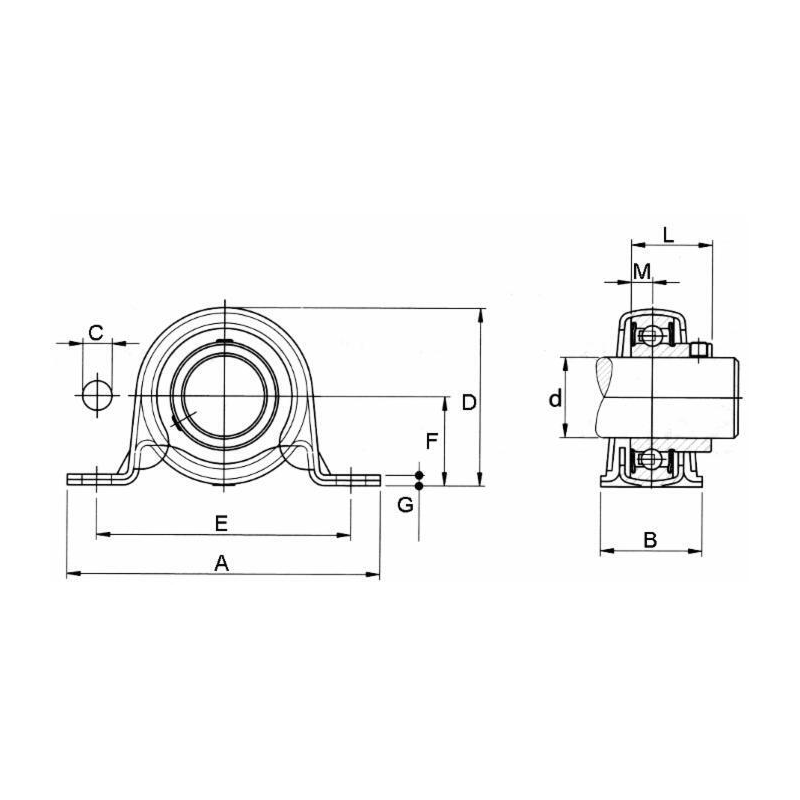 SUPPORTO RITTO LAMIERA Ø20 SBPP204