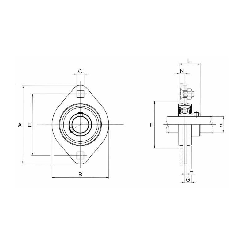 SUPPORTO A FLANGIA IN LAMIERA Ø20 SBPFL 204