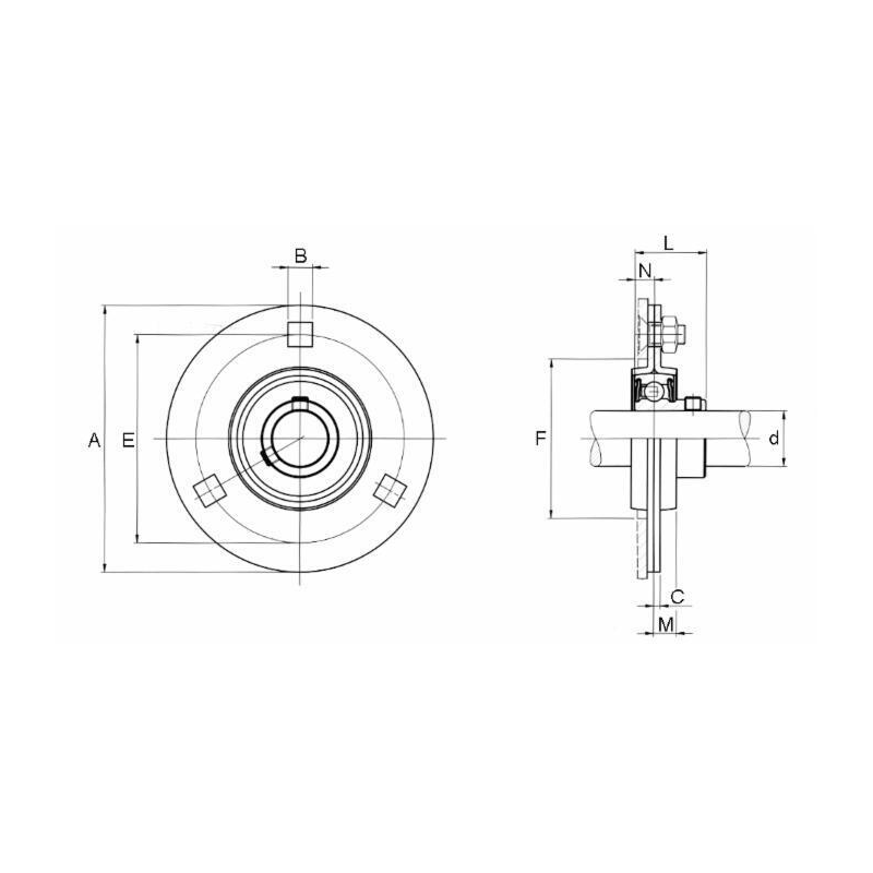 SUPPORTO A FLANGIA TONDA Ø30 SBPF206