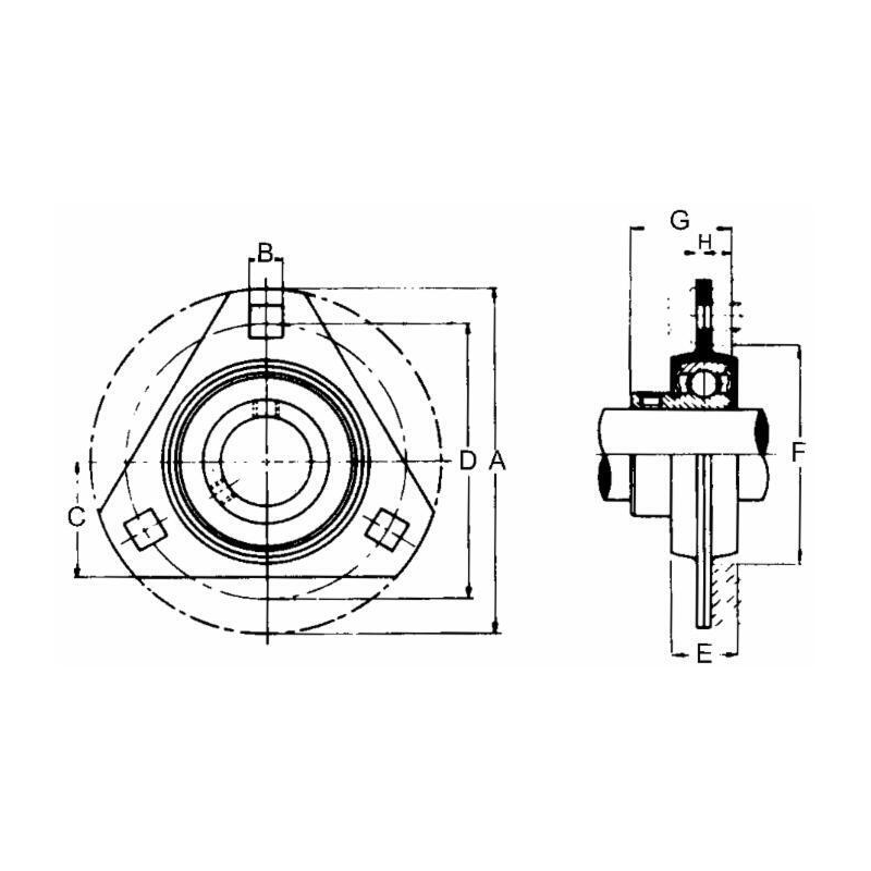 SUPPORTO A FLANGIA TRIANGOLARE Ø25 SBPFT205