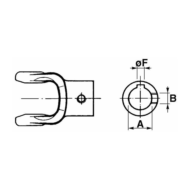 FORCELLA CATEGORIA 4 Ø 35 CHIAVETTA 10 FORO FILETTATO M12, 27x74.6