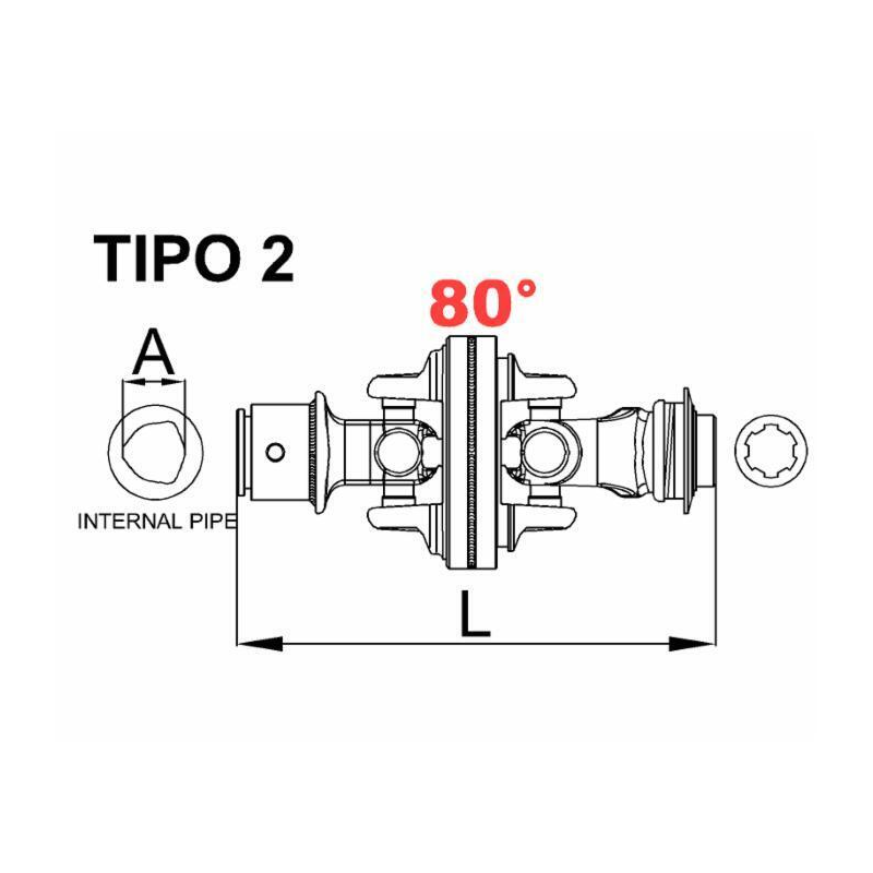 GIUNTO CARDANICO OMOCINETICO CATEGORIA 4 PER TUBO INTERNO 27x75 - 91x24