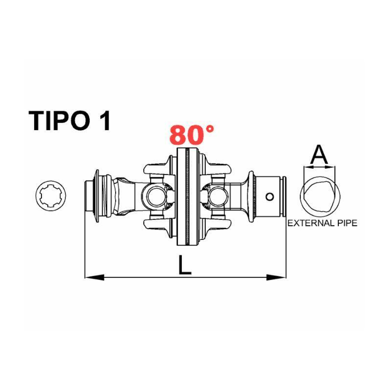 GIUNTO CARDANICO OMOCINETICO CATEGORIA 8 PER TUBO ESTERNO 32X106-36X89