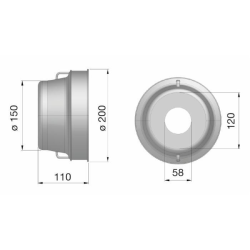 CONTROCUFFIA IN PLASTICA Ø 200 LUNGHEZZA 110 MM