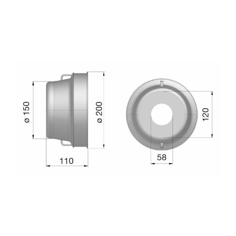 CONTROCUFFIA IN PLASTICA Ø 200 LUNGHEZZA 110 MM