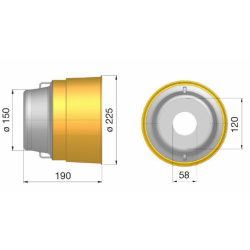 CONTROCUFFIA LUNGA IN PLASTICA Ø 225 LUNGHEZZA 190 MM