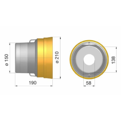 CONTROCUFFIA CORTA IN PLASTICA Ø 210 LUNGHEZZA 190 MM