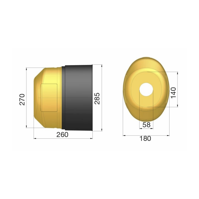 CONTROCUFFIA  Ø 285 LUNGHEZZA 260 MM