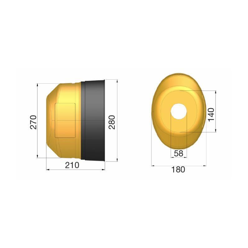 CONTROCUFFIA  CON 1 SPORTELLO LUNGHEZZA 210 MM