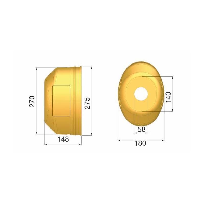 CONTROCUFFIA CON 2 SPORTELLI Ø 275 LUNGHEZZA 148 MM