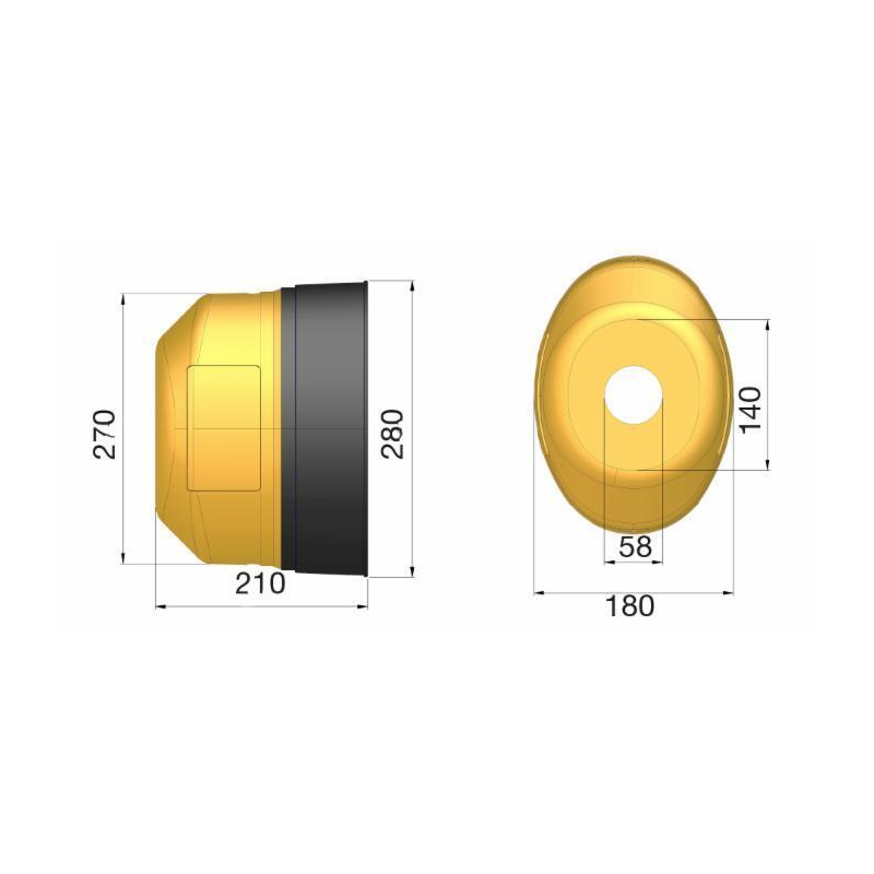 CONTROCUFFIA CON 2 SPORTELLI Ø 280 LUNGHEZZA 210 MM