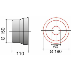 CONTROCUFFIA PLASTICA ø150 LUNGHEZZA 110 MM