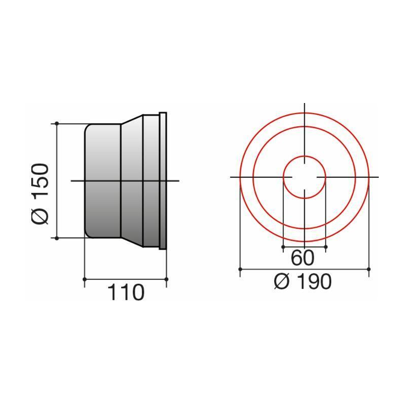 CONTROCUFFIA PLASTICA ø150 LUNGHEZZA 110 MM