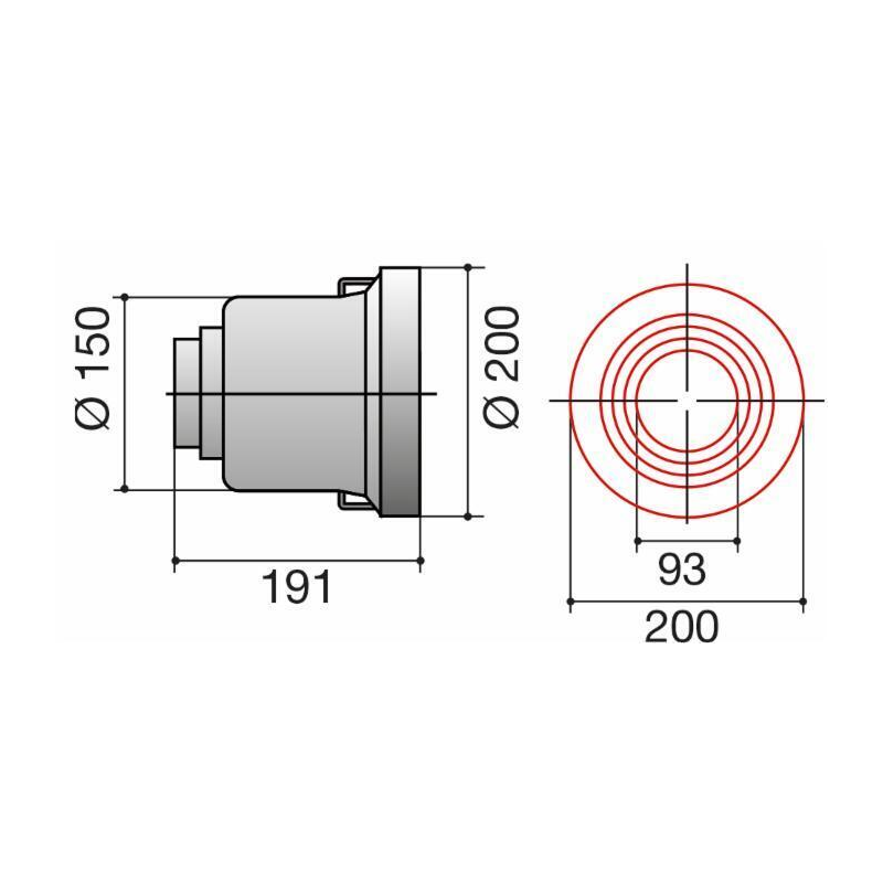 CONTROCUFFIA PLASTICA ø200 CON COLLARE